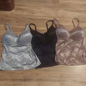 Rhonda Shear Jacquard Shimmer Sheer Camisoles Lot of 3 Sz 1X